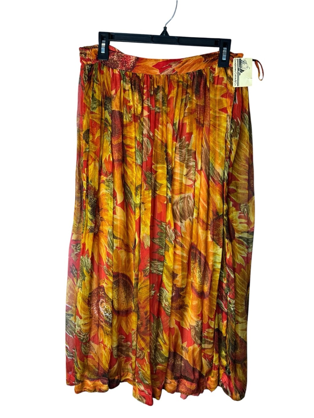 Vintage Phool Sunflower Chiffon Skirt M